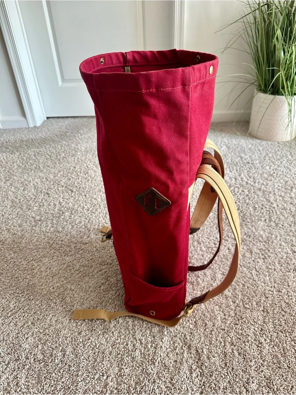 ARCHIVAL Red Canvas Roll-Top Men's Ruck sack-